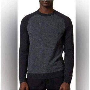 Ted Baker London Men's Crewneck Sweater Gray Charcoal Stripe Wool Blend
